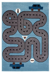 5' X 7' Blue Imaginative Racetrack Area Rug