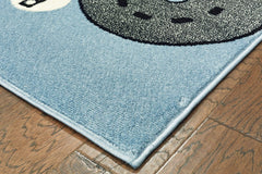 5' X 7' Blue Imaginative Racetrack Area Rug