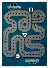 4' X 6' Navy Imaginative Racetrack Area Rug