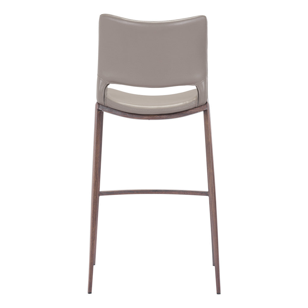 Set of Two 29" Gray And Brown Steel Low Back Bar Height Bar Chairs