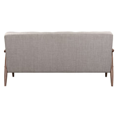 69" Beige Polyester Sofa With Brown Legs