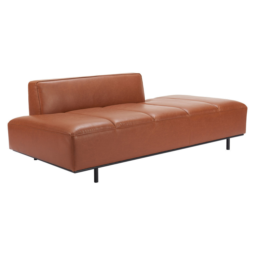 79" Brown Faux Leather Sofa With Black Legs