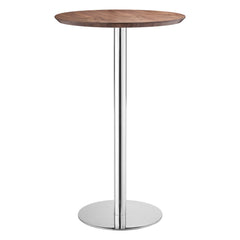 26" Brown and Silver Round Stainless Steel Pedestal Bar Table - Homeroots