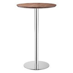 26" Brown and Silver Round Stainless Steel Pedestal Bar Table - Homeroots