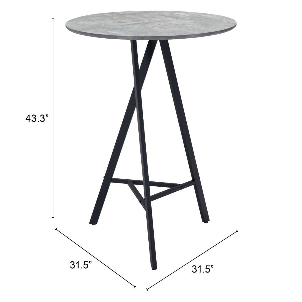 32" Gray and Black Rounded Steel Bar Table - Homeroots