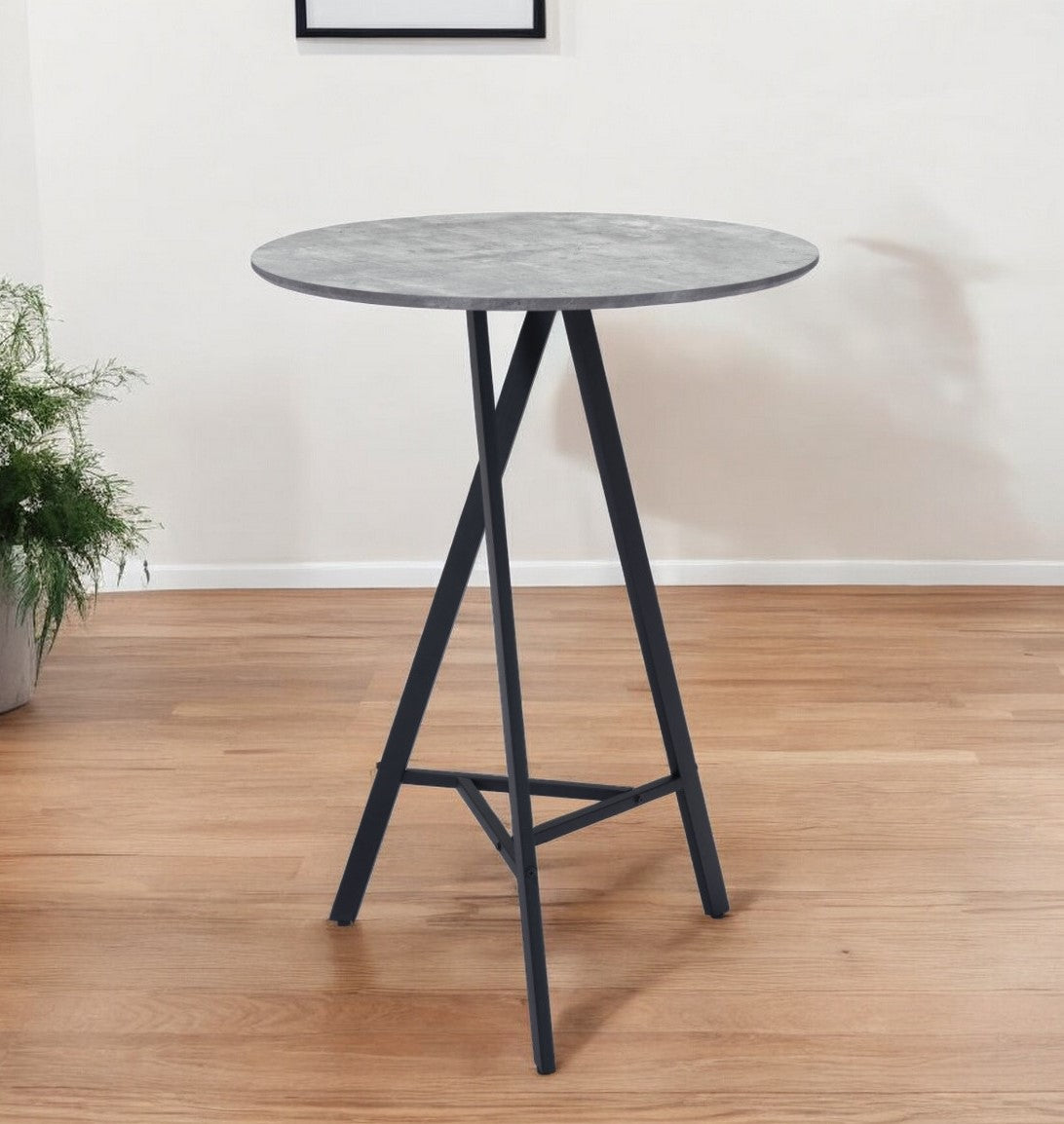 32" Gray and Black Rounded Steel Bar Table - Homeroots