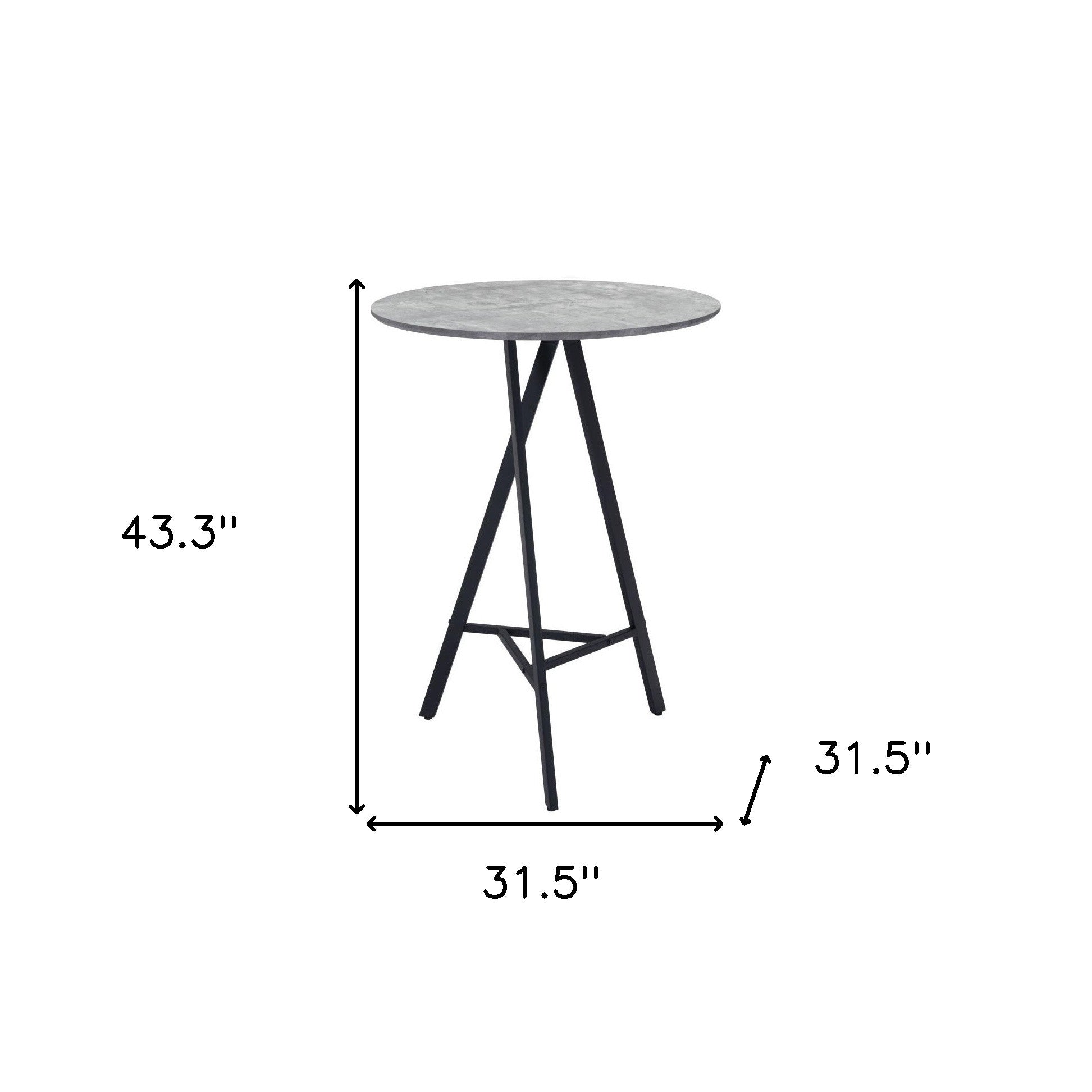 32" Gray and Black Rounded Steel Bar Table