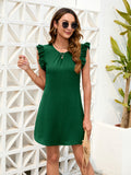 Ruffled Round Neck Mini Dress - Flyclothing LLC