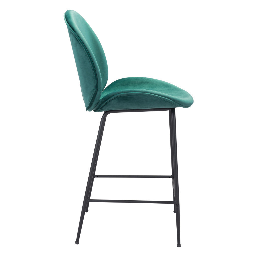 26" Green And Black Steel Low Back Counter Height Bar Chair