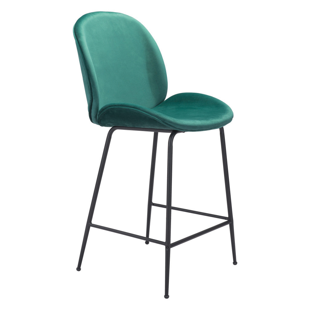 26" Green And Black Steel Low Back Counter Height Bar Chair