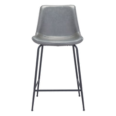 26" Gray And Black Steel Low Back Counter Height Bar Chair