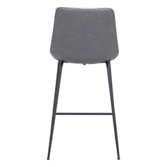 26" Gray And Black Steel Low Back Counter Height Bar Chair