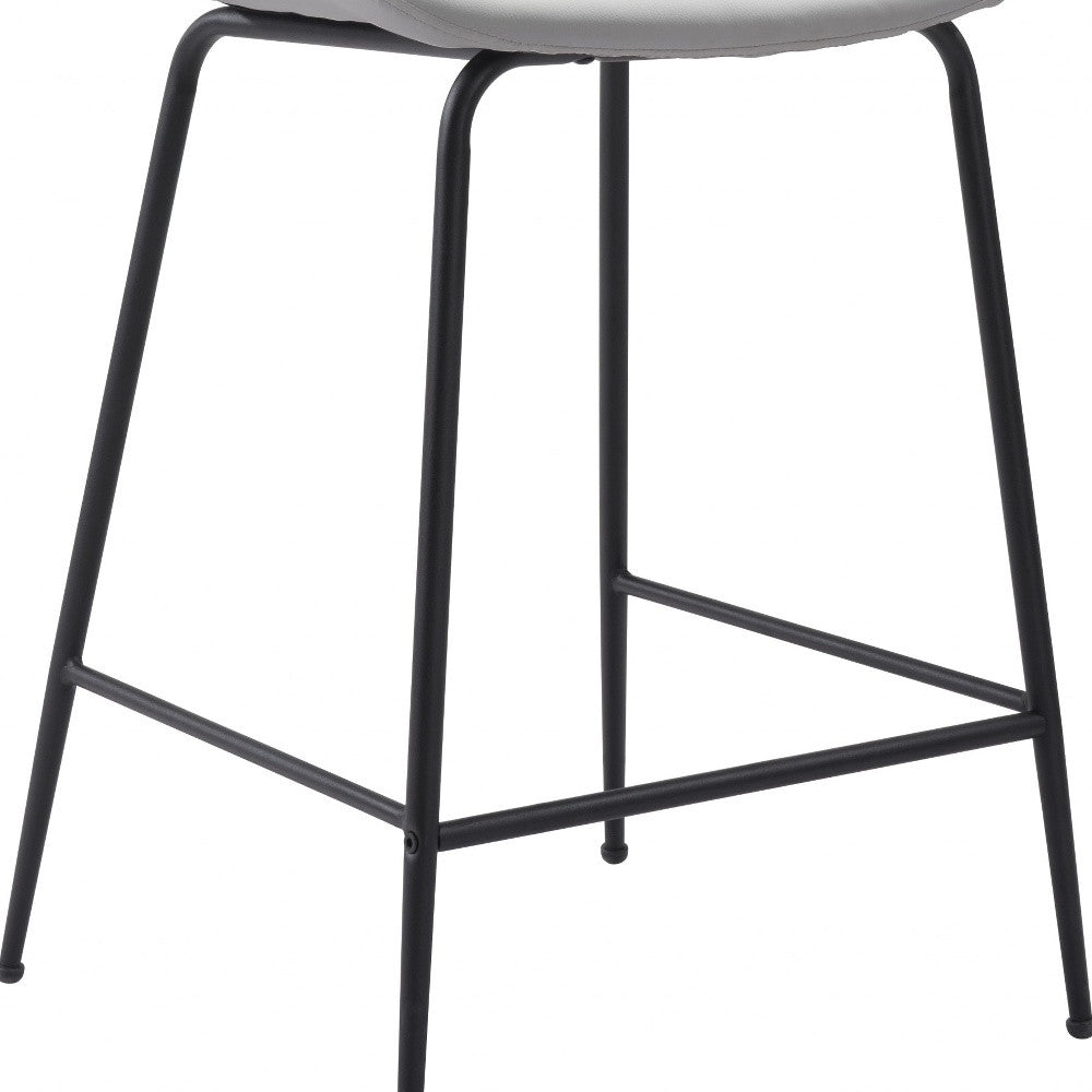 26" White And Black Steel Low Back Counter Height Bar Chair