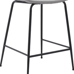 26" White And Black Steel Low Back Counter Height Bar Chair