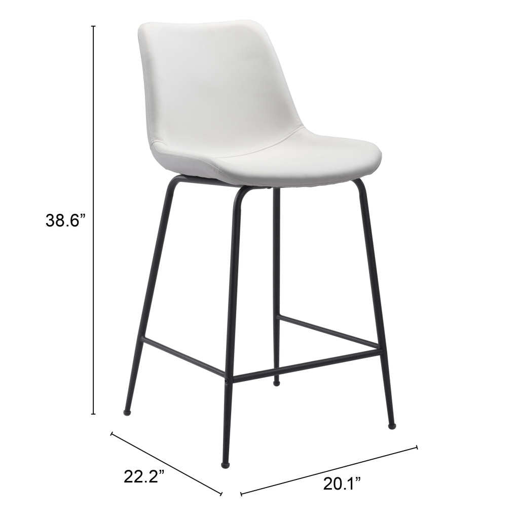 26" White And Black Steel Low Back Counter Height Bar Chair