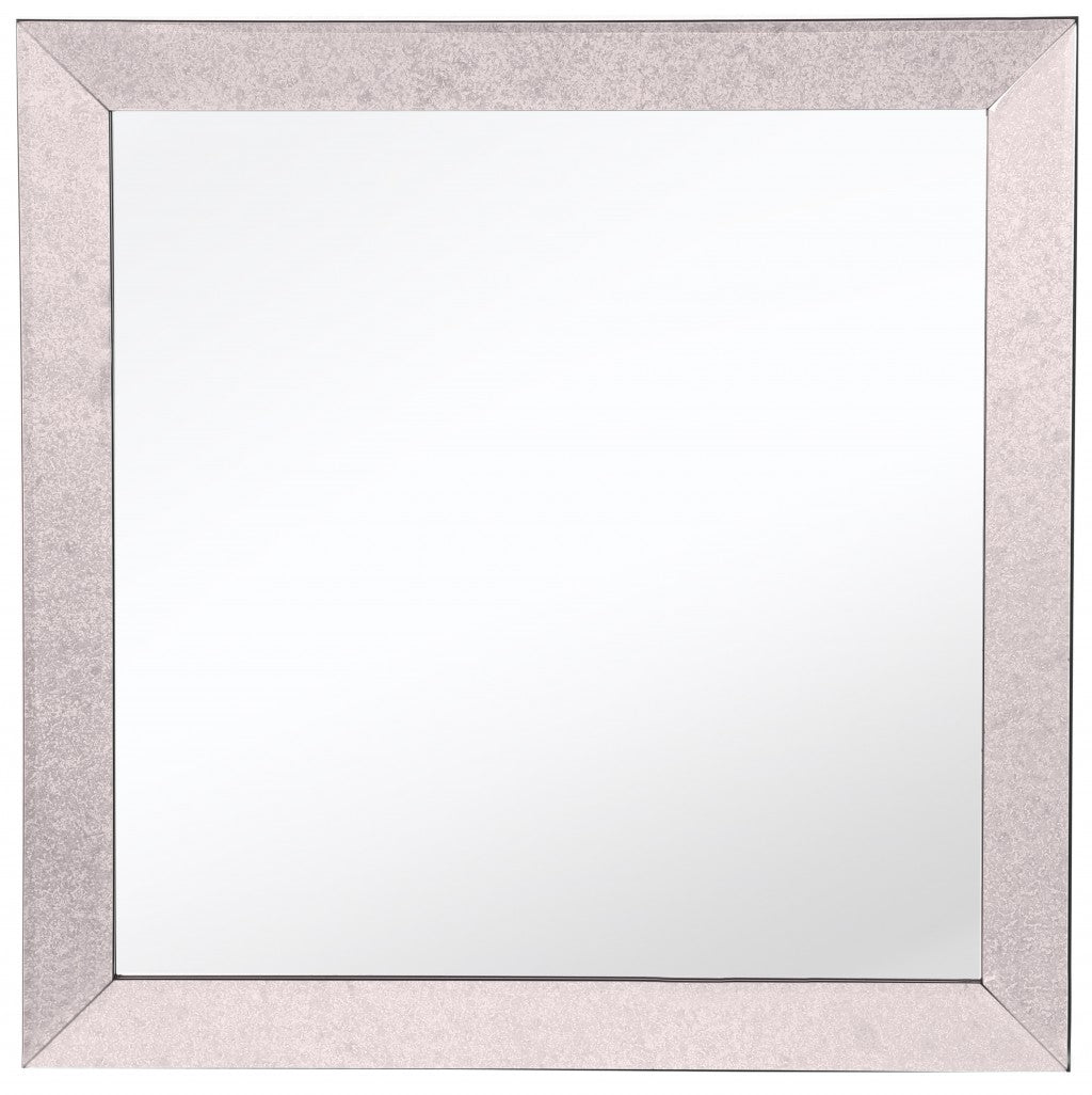 24" Gray Square Glass Framed Accent Mirror