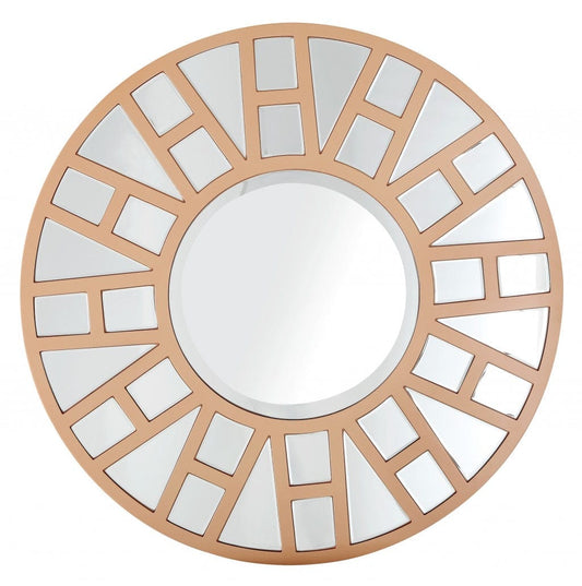 32" Gold Round Metal Framed Accent Mirror - Homeroots