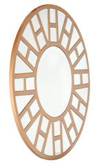 32" Gold Round Metal Framed Accent Mirror