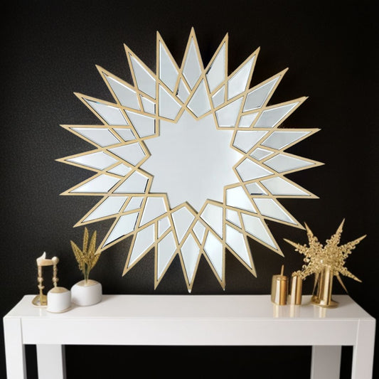 34" Gold Sunburst Metal Framed Accent Mirror