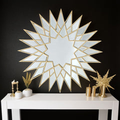 34" Gold Sunburst Metal Framed Accent Mirror