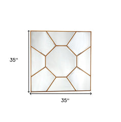 35" Gold Square Metal Framed Accent Mirror