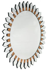 43" Gold Round Glass Framed Accent Mirror