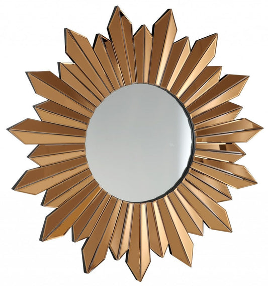 39" Gold Sunburst Glass Framed Accent Mirror - Homeroots