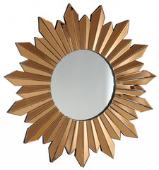 39" Gold Sunburst Glass Framed Accent Mirror