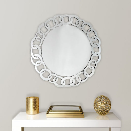 39" Clear Round Glass Framed Accent Mirror - Homeroots