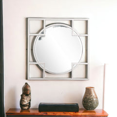 33" Silver Square Metal Framed Accent Mirror - Homeroots