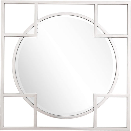 33" Silver Square Metal Framed Accent Mirror - Homeroots