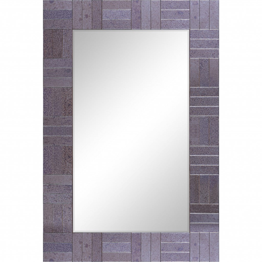 35" Gray Glass Framed Accent Mirror