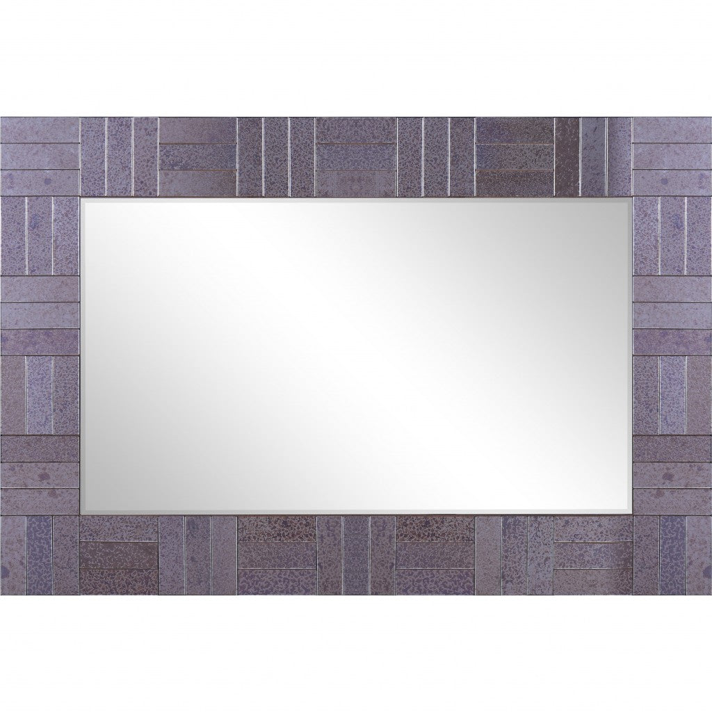 35" Gray Glass Framed Accent Mirror