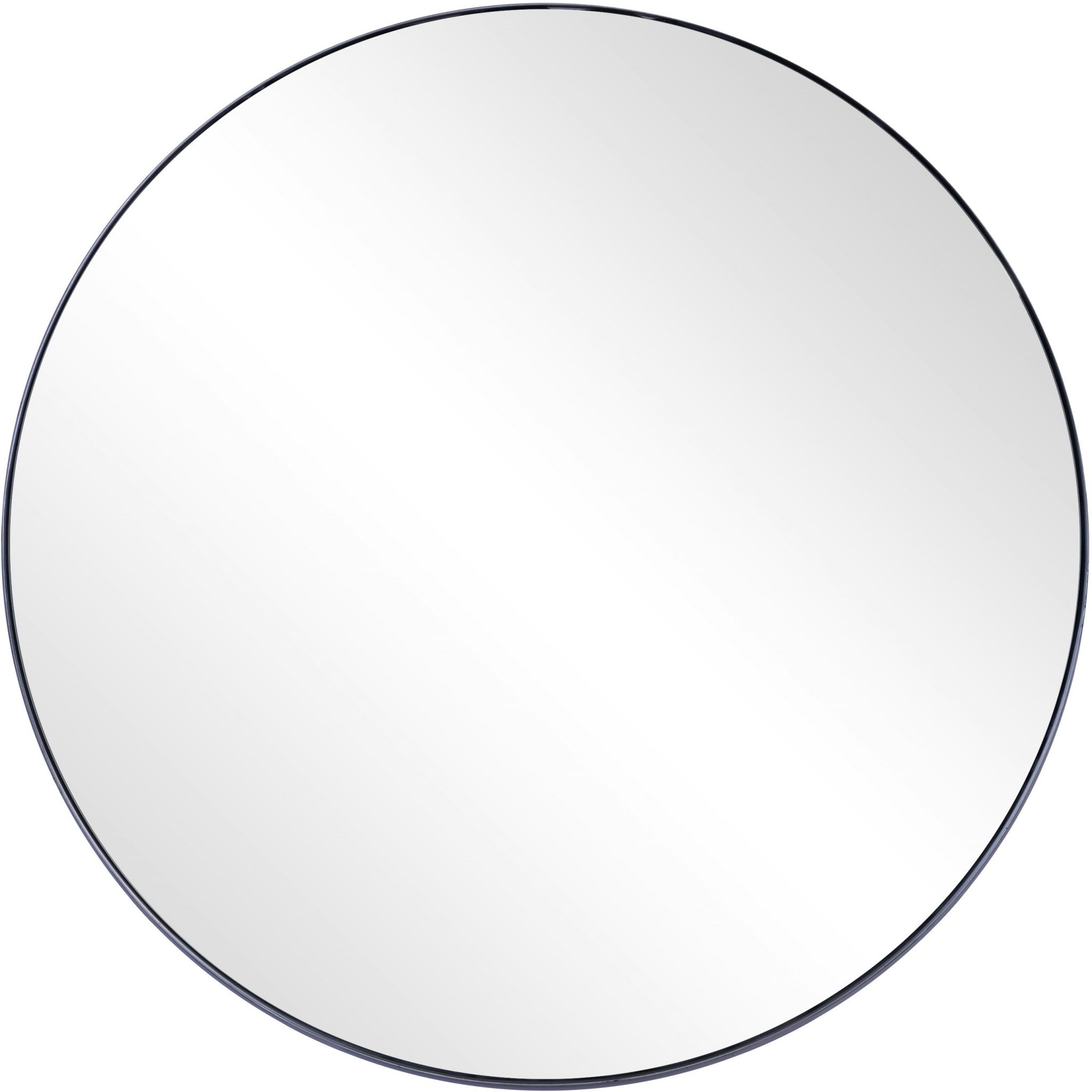 32" Black Round Metal Framed Accent Mirror