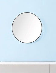 32" Black Round Framed Accent Mirror