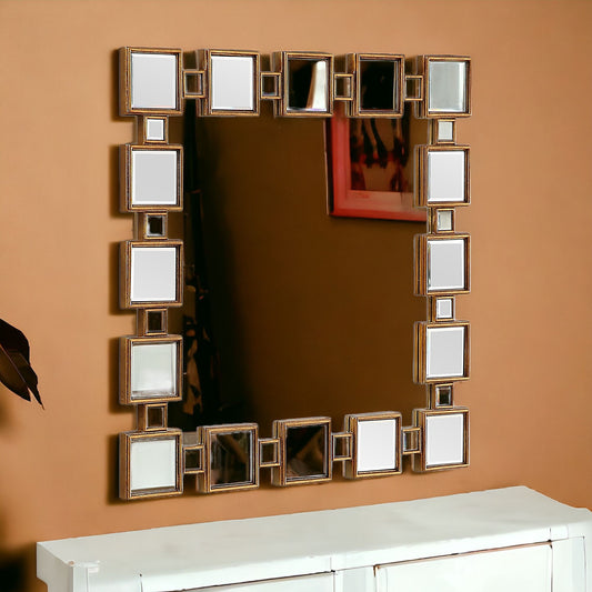 32" Gold Square Framed Accent Mirror