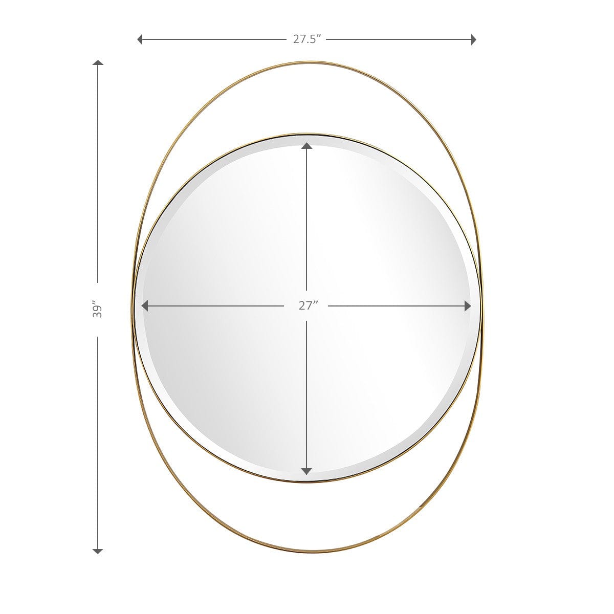 39" Gold Oval Metal Framed Accent Mirror - Homeroots