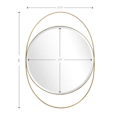 39" Gold Oval Metal Framed Accent Mirror - Homeroots