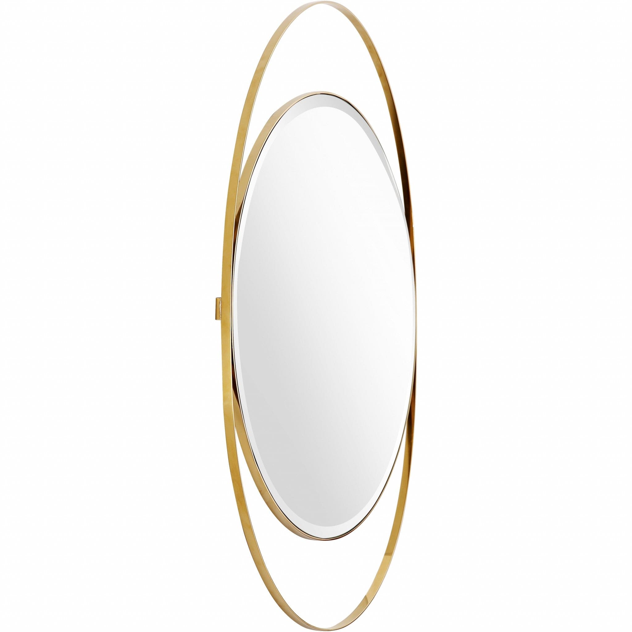 39" Gold Oval Metal Framed Accent Mirror - Homeroots