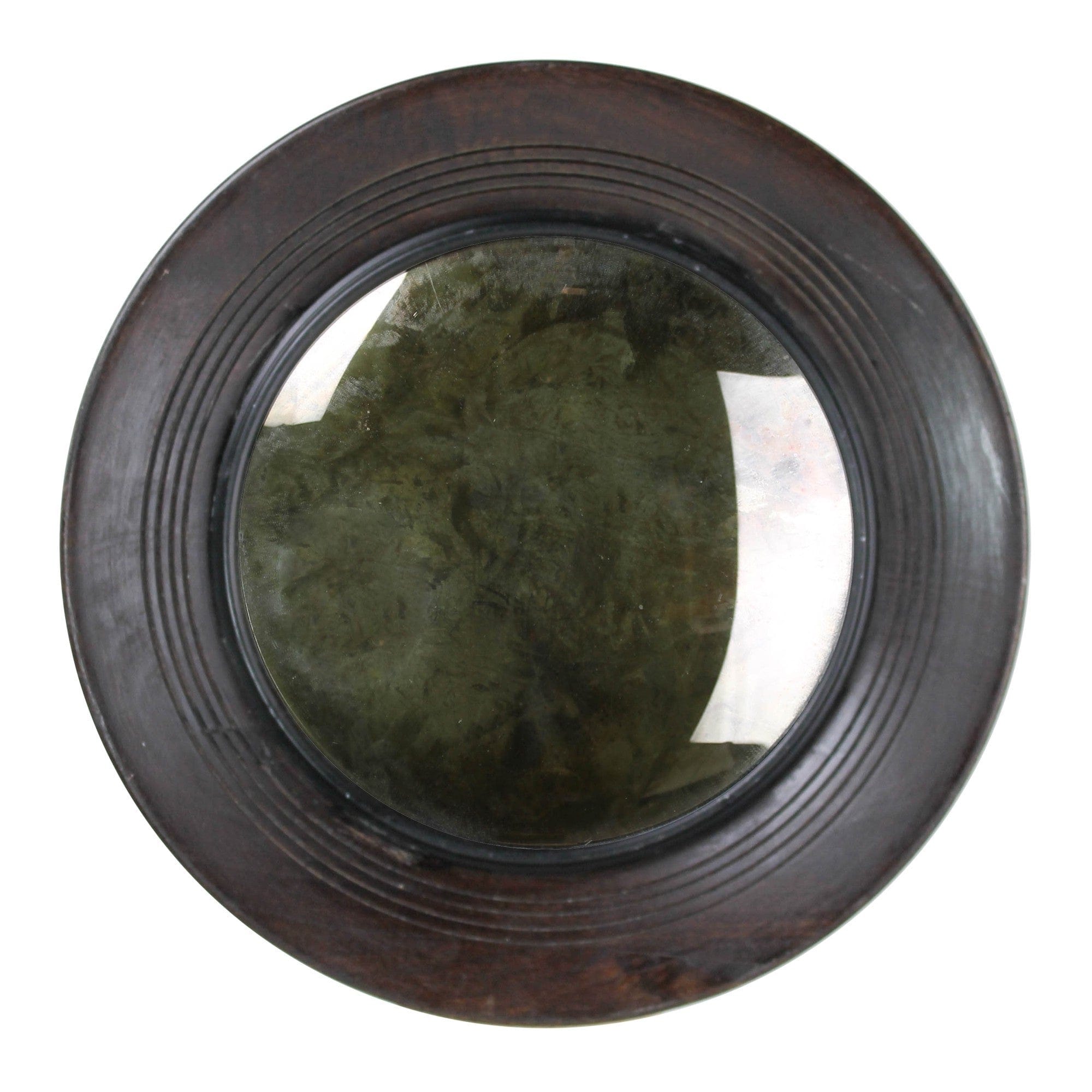 Dark Brown Wooden Convex Mirror