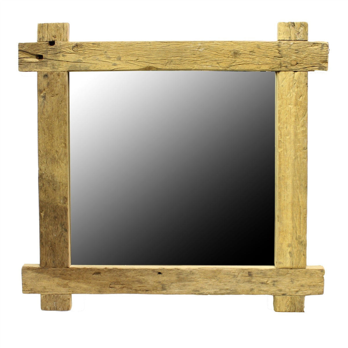 33" Natural Brown Square Framed Accent Mirror