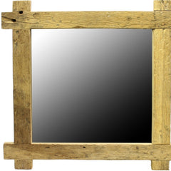 33" Natural Brown Square Framed Accent Mirror