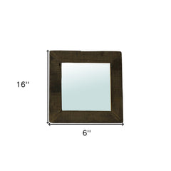 16" Brown Square Framed Accent Mirror