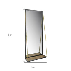 Black Metal Mirror with Shelf