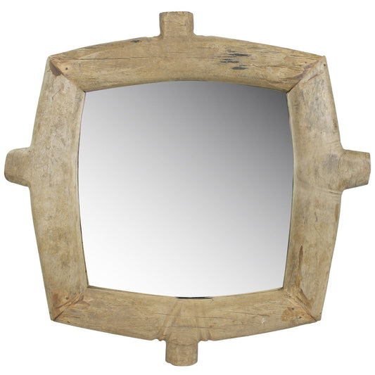 Natural Wooden Square Wall Mirror - Homeroots