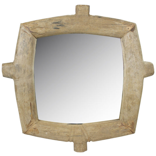 Natural Wooden Square Wall Mirror - Homeroots