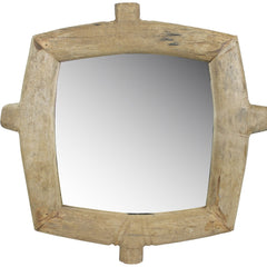 Natural Wooden Square Wall Mirror