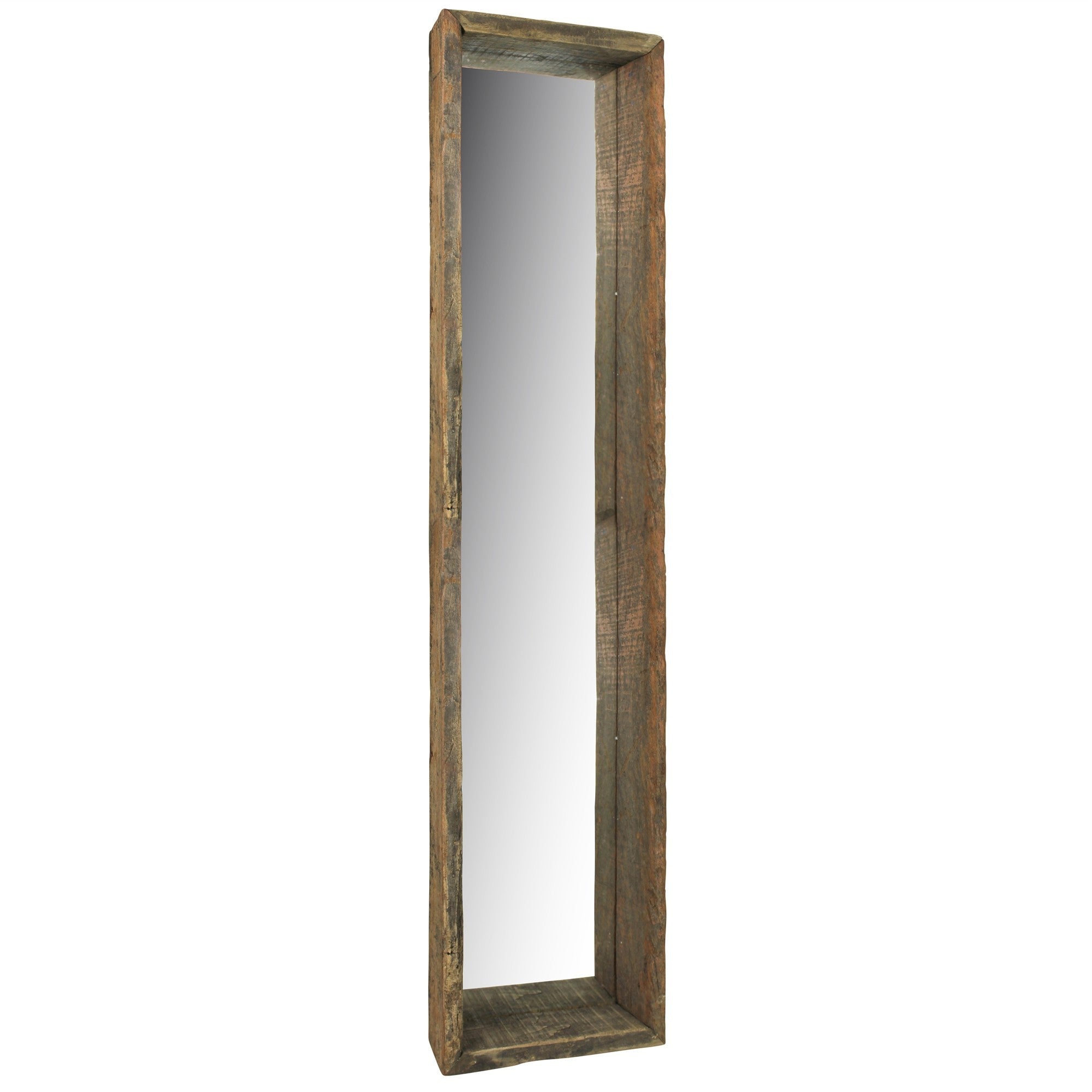 28" Natural Brown Framed Full Length Hanging Mirror