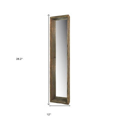 28" Natural Brown Framed Full Length Hanging Mirror