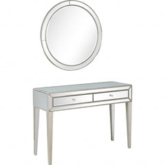 48" Silver Mirrored Glass Console Table